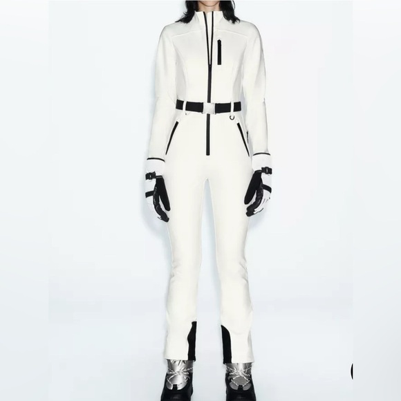 Zara Women's White and Black Ski Jacket - Picture 1 of 6